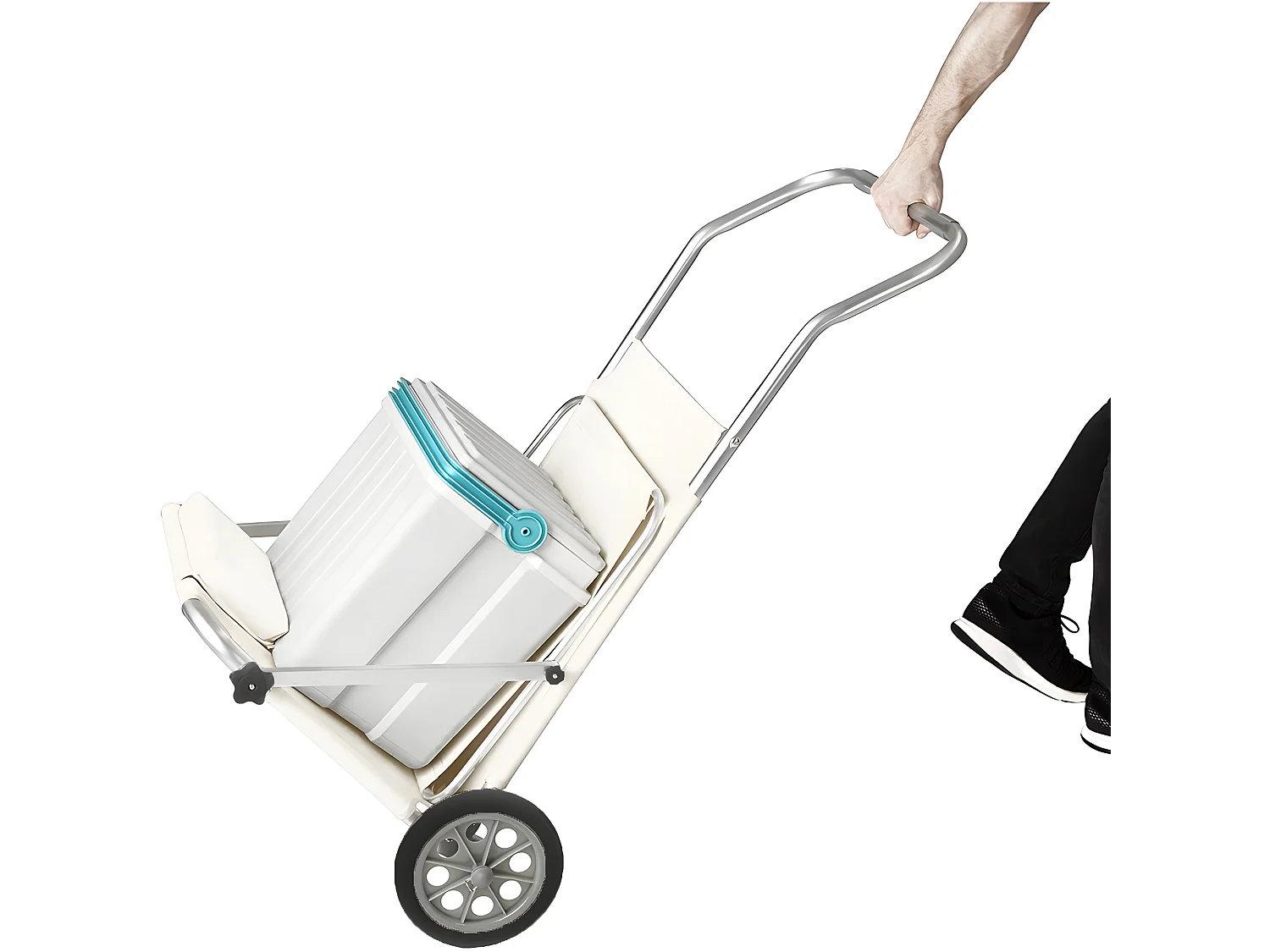 Estosa - Chaise de plage pliante blanche Dodi à roulettes