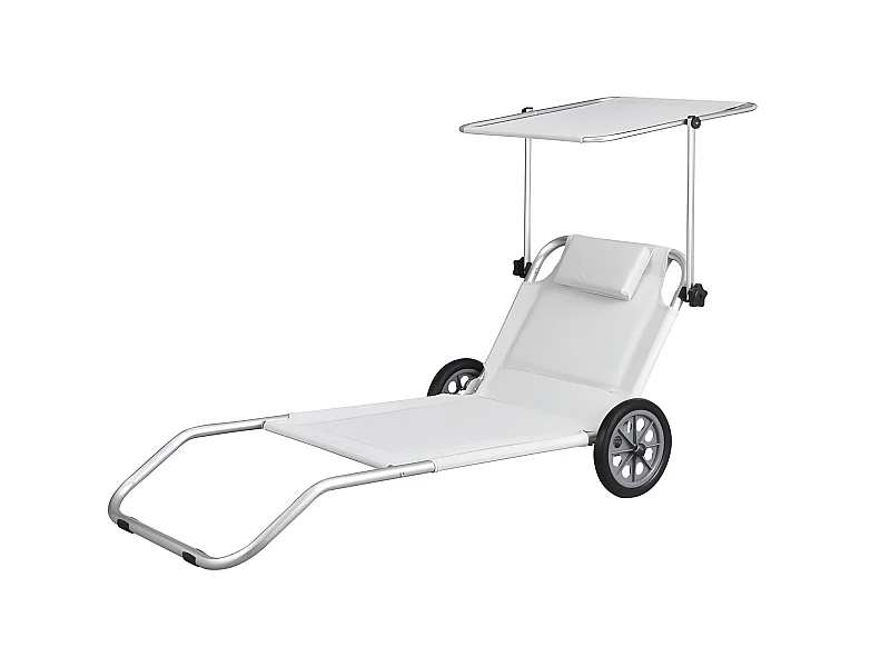 Estosa - Chaise de plage pliante blanche Dodi à roulettes