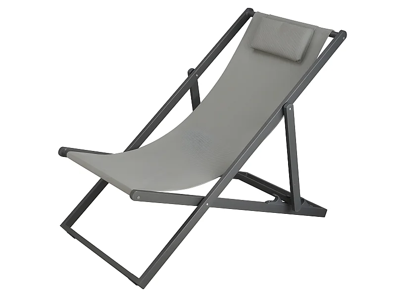 Estosa - Chaise longue de jardin pliante Gilda Grey