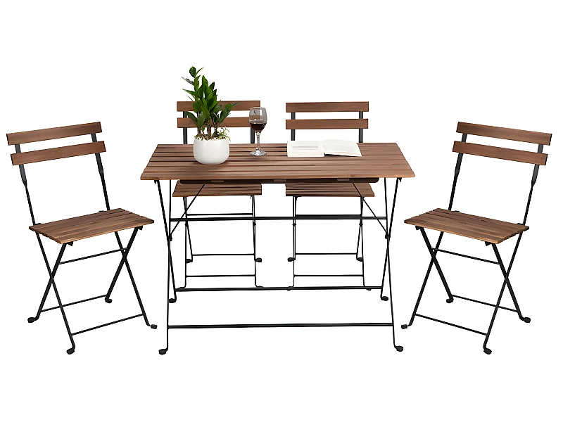 Estosa - Set tavolino e quattro sedie da giardino modello Bistrot nero