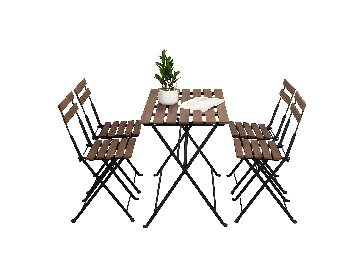 Estosa - Ensemble table de jardin modèle Bistrot noire et quatre chaises