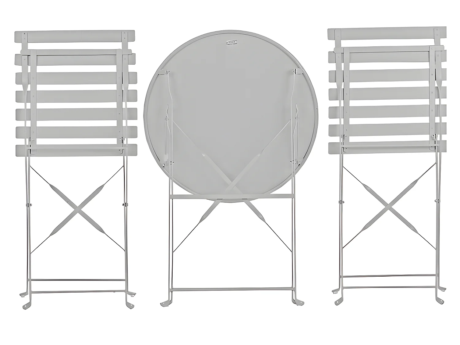 Estosa - Ensemble de balcon avec chaises et table pliantes en acier Dalia gris
