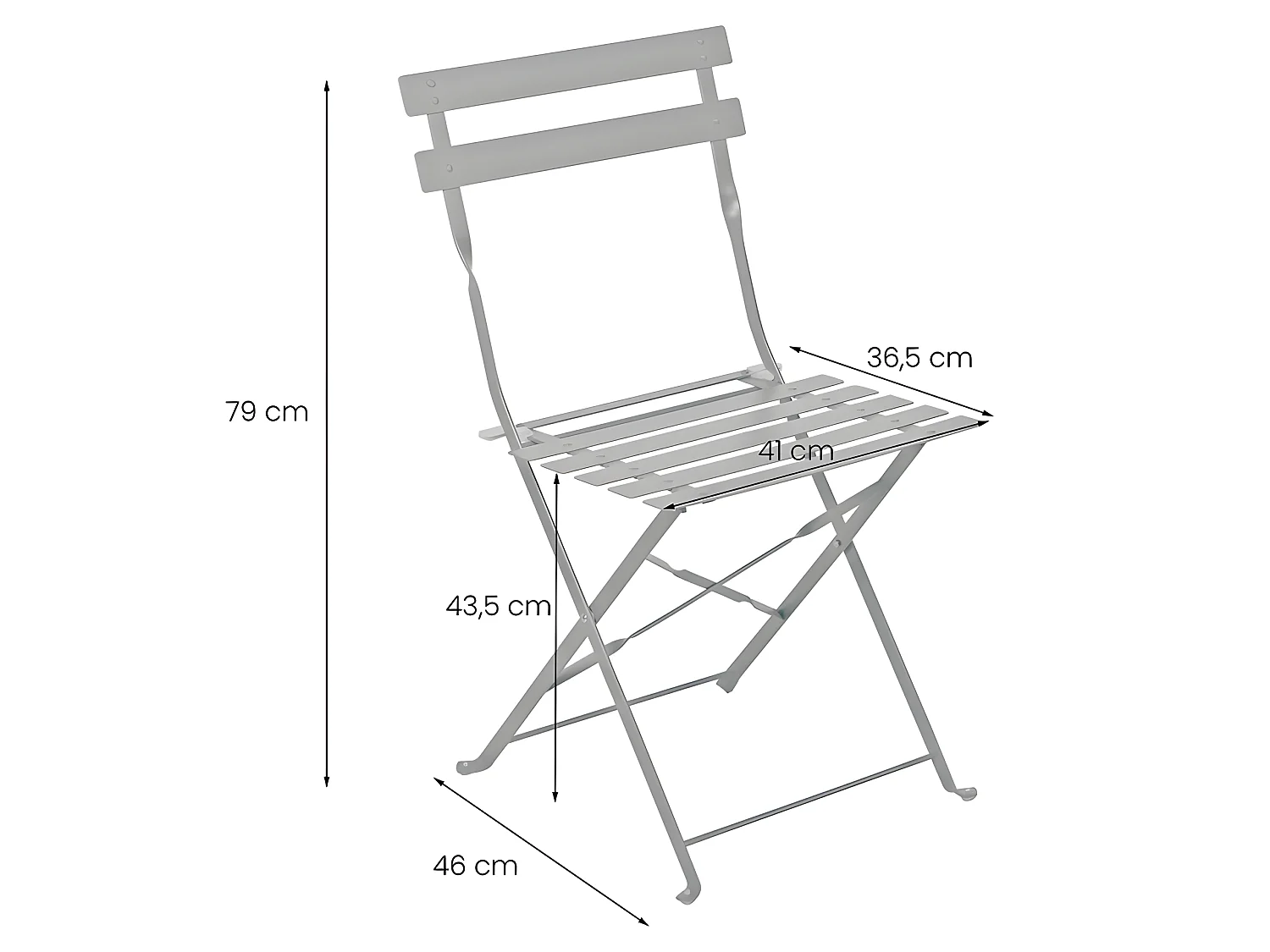 Estosa - Ensemble de balcon avec chaises et table pliantes en acier Dalia gris