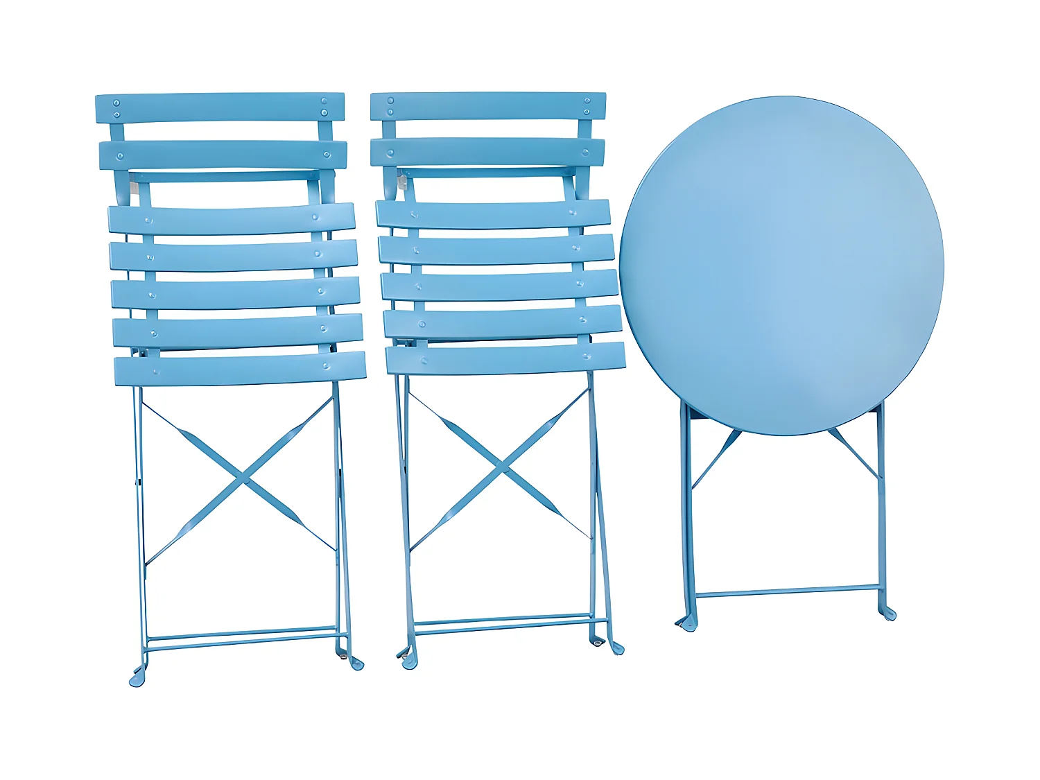 Estosa - Ensemble table et chaises de jardin pliantes bleues Teresa