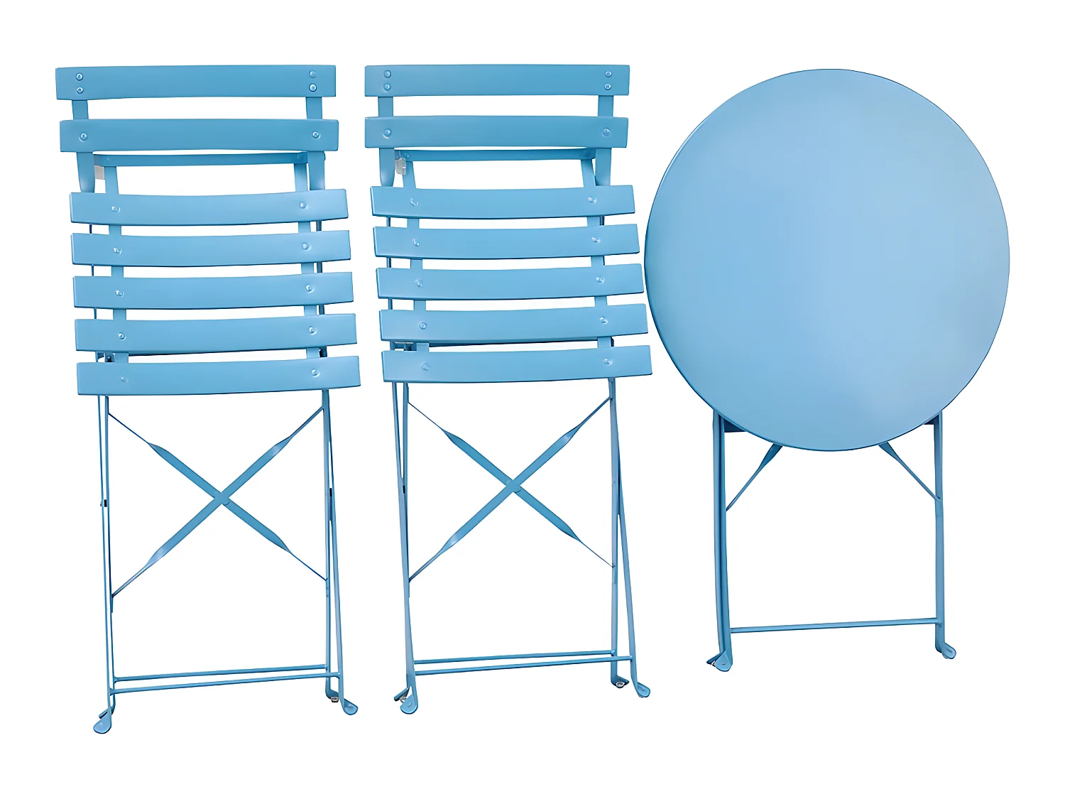 Estosa - Ensemble table et chaises de jardin pliantes bleues Teresa