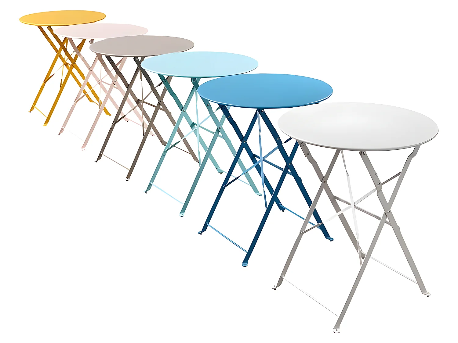 Estosa - Ensemble table et chaises de jardin pliantes bleues Teresa