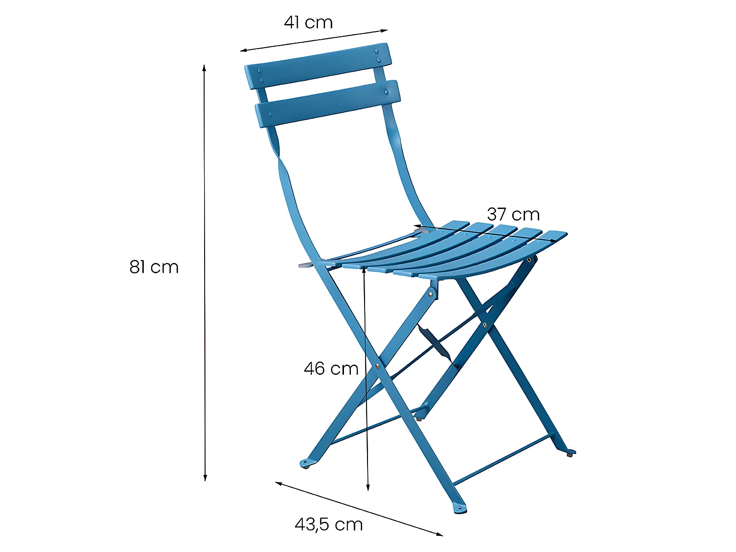 Estosa - Ensemble table et chaises de jardin pliantes bleues Teresa