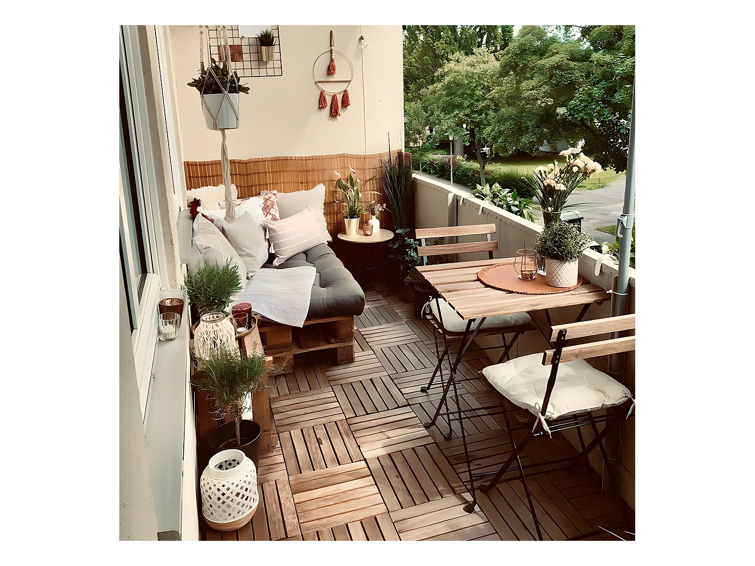 Estosa - Ensemble table basse et deux chaises de jardin modèle Bistrot