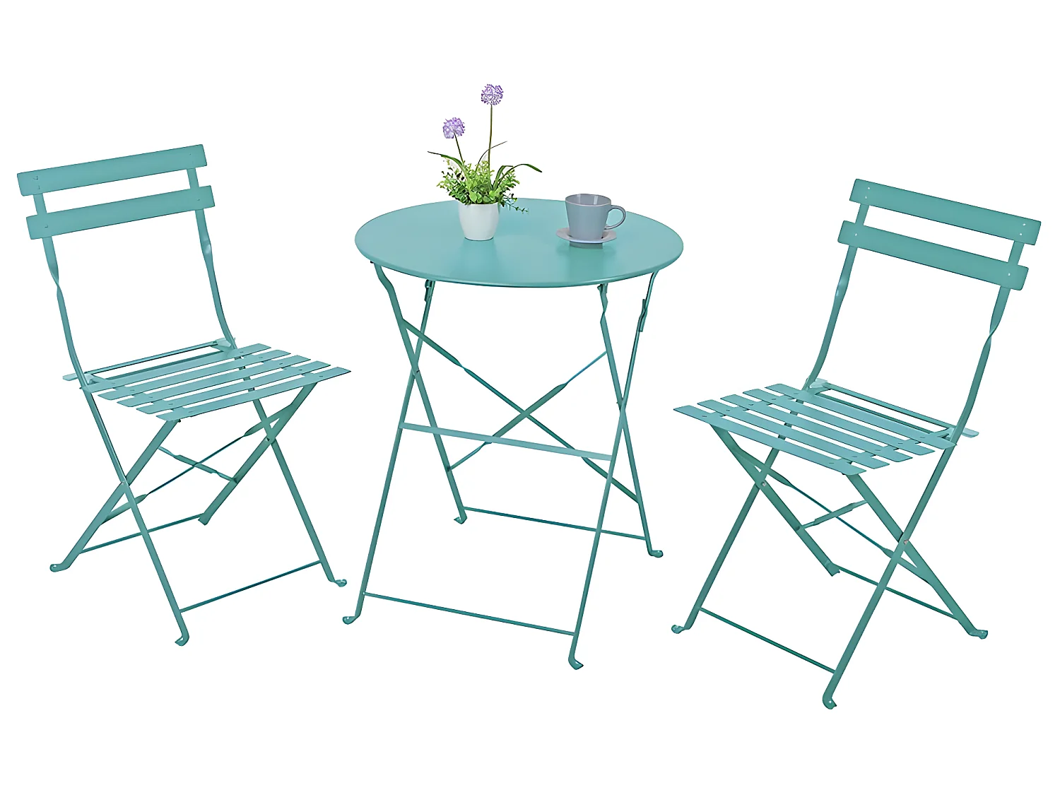 Estosa - Dalia blauw opvouwbare stalen tuintafel en stoelenset