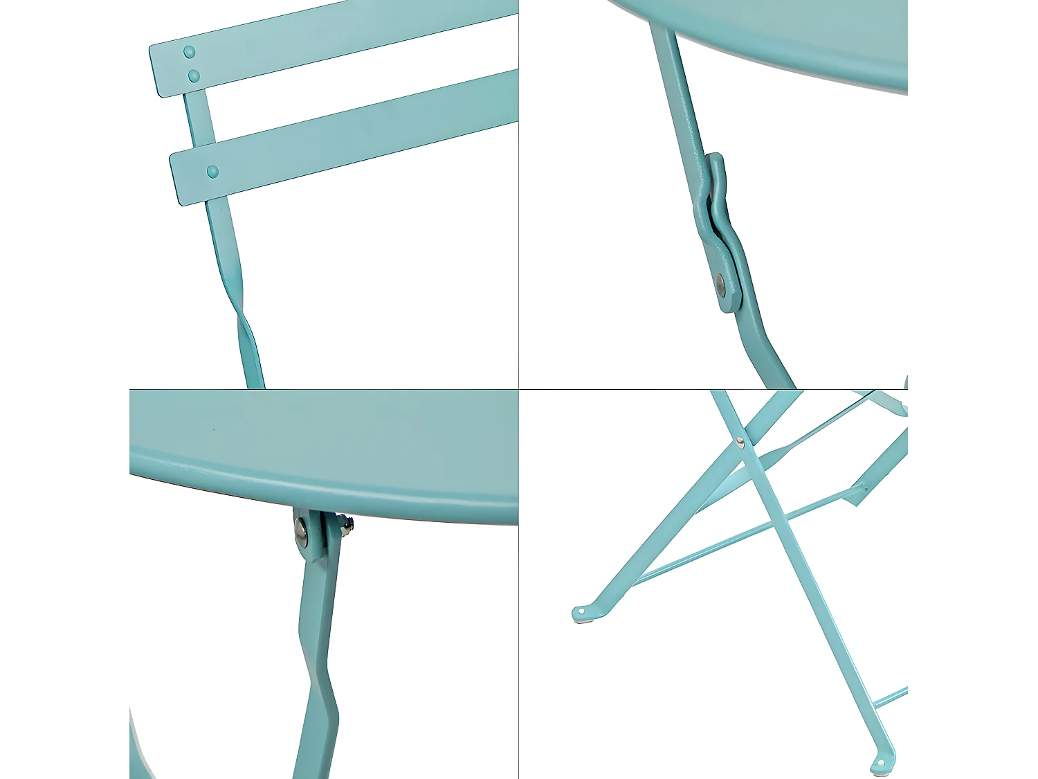 Estosa - Ensemble table et chaises de jardin pliantes en acier bleu Dalia