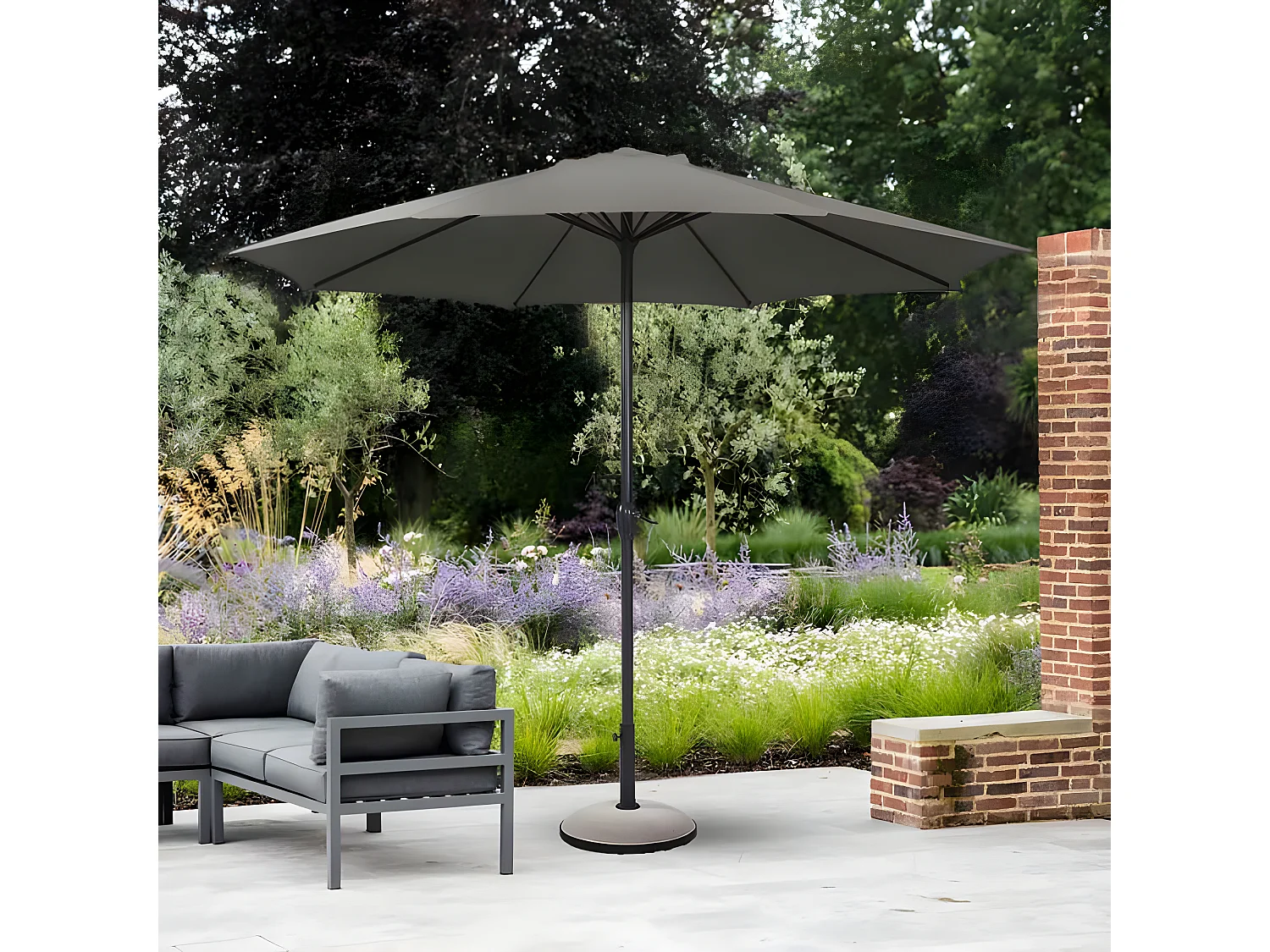 Estosa - Kela parasol met centrale paal en diameter 270 cm Grijs