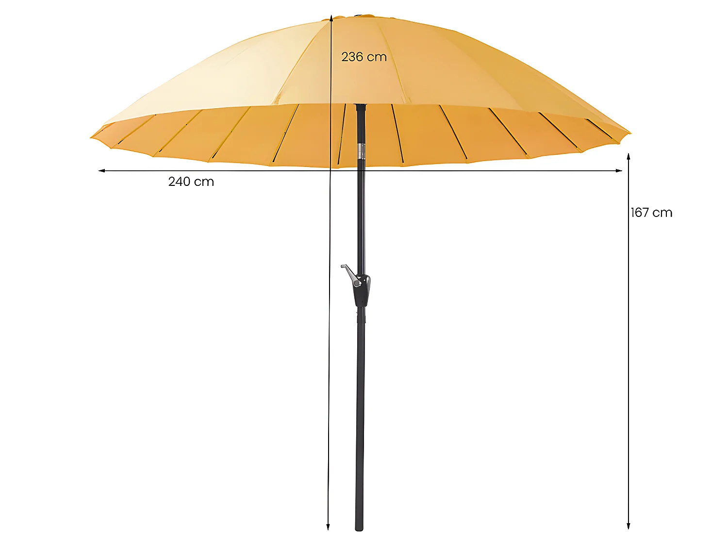 Estosa - Ombrellone da terrazza con palo centrale Atlanta giallo