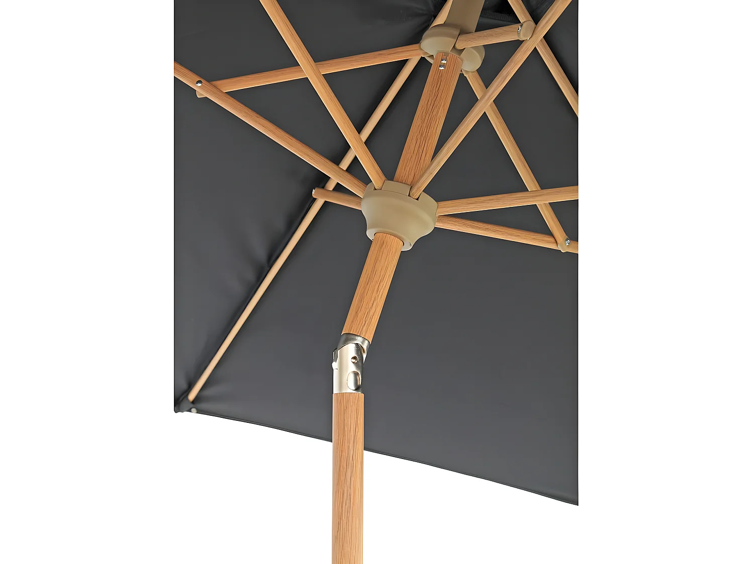 Estosa - Parasol de jardin en aluminium avec mât central en bois noir 3m