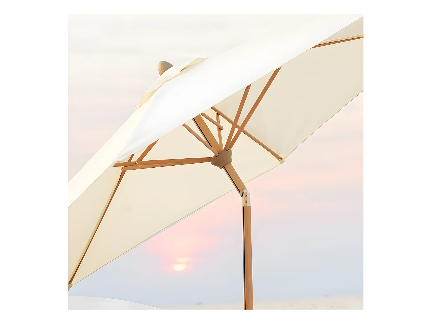 Estosa - Buitenparasol met houteffect en centrale paal Hout beige 3m