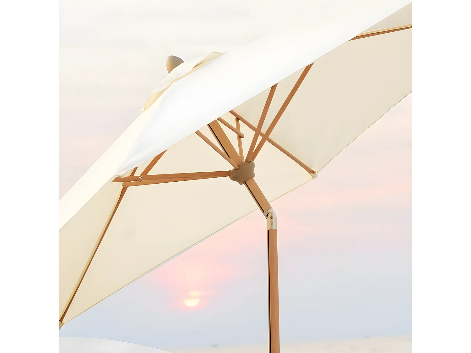 Estosa - Parasol d'extérieur effet bois avec mât central Wood beige 3m