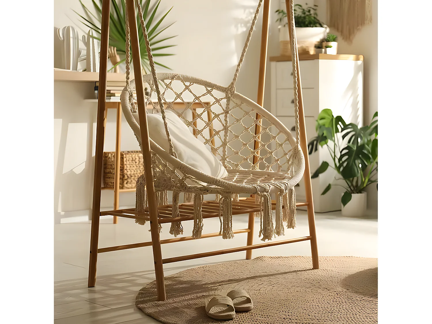 Estosa - Chaise à bascule de jardin hamac rond Jane