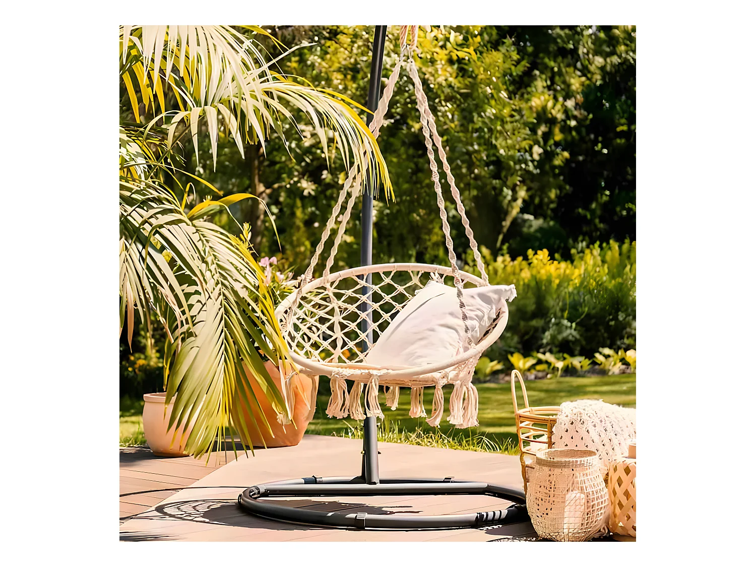 Estosa - Chaise à bascule de jardin hamac rond Jane