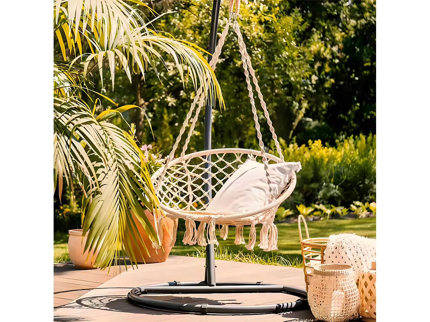 Estosa - Chaise à bascule de jardin hamac rond Jane