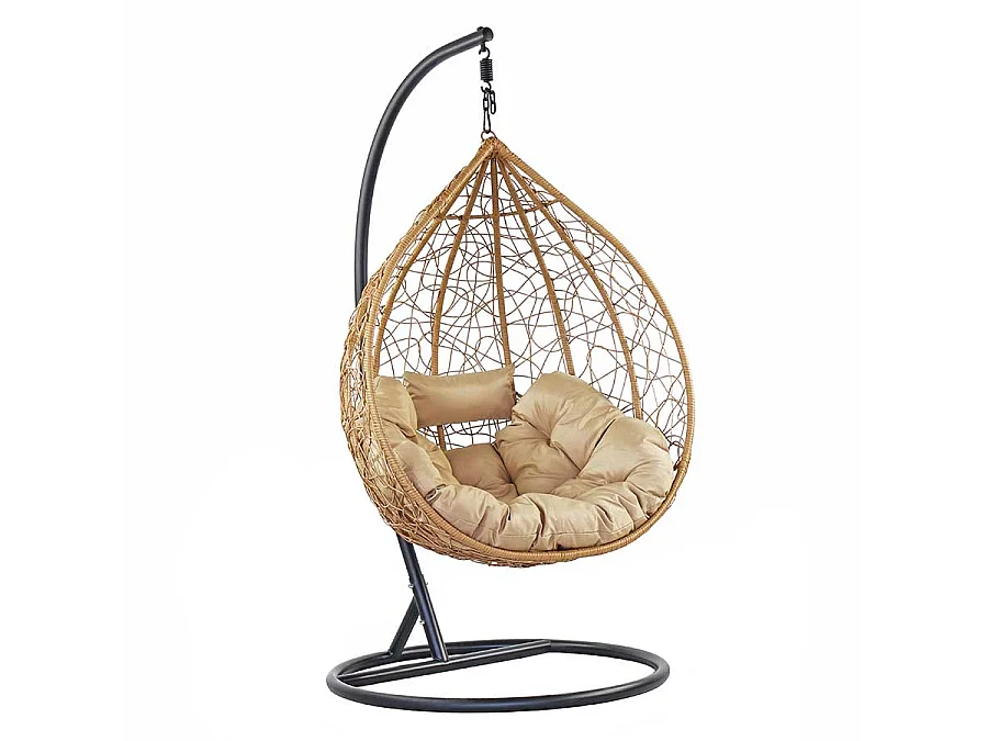 Fauteuil à bascule suspendu de jardin rond avec coussin