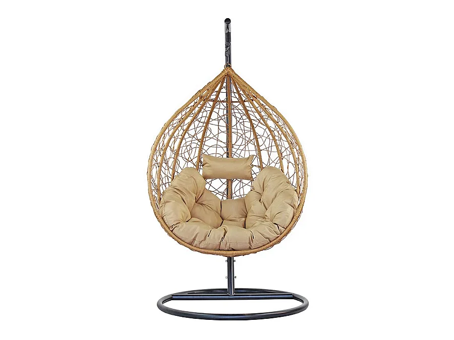 Fauteuil à bascule suspendu de jardin rond avec coussin