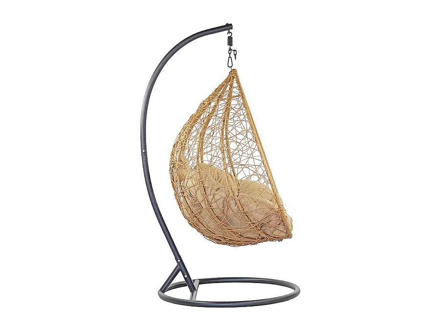 Fauteuil à bascule suspendu de jardin rond avec coussin