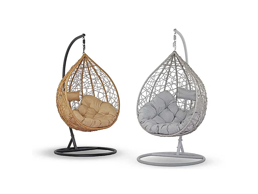 Poltrona a dondolo sospesa da giardino tonda con cuscino