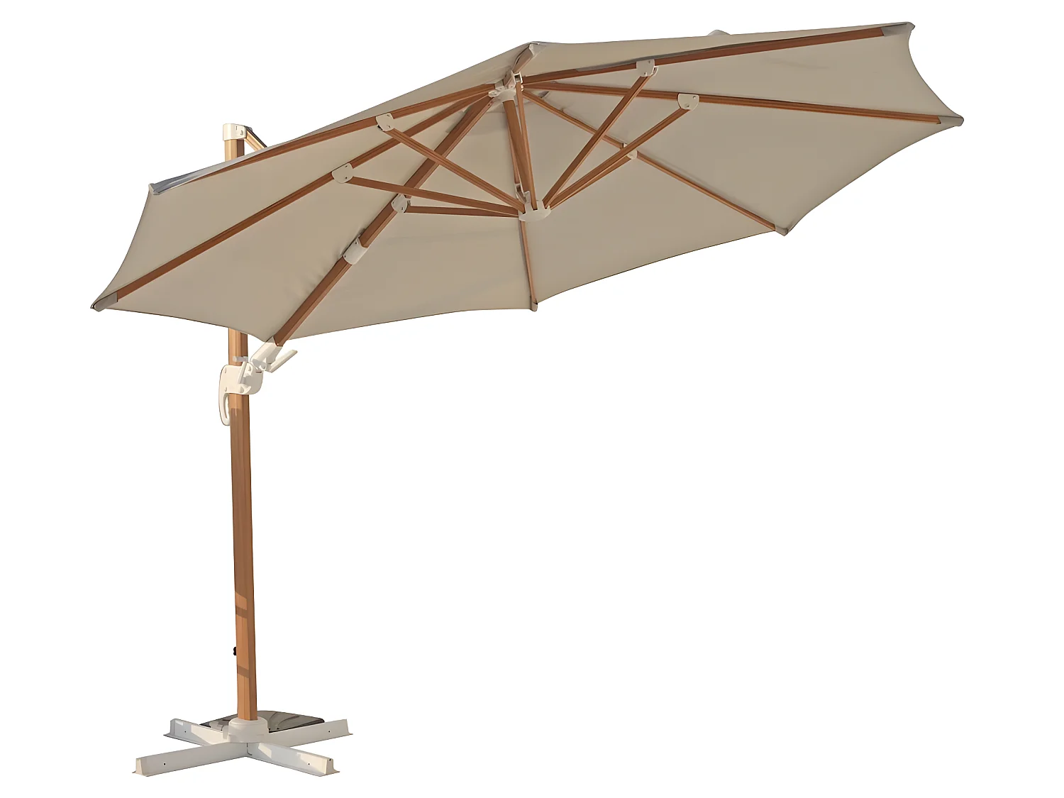 Estosa - Parasol de jardin en aluminium effet bois Roma Wood 3,5 m