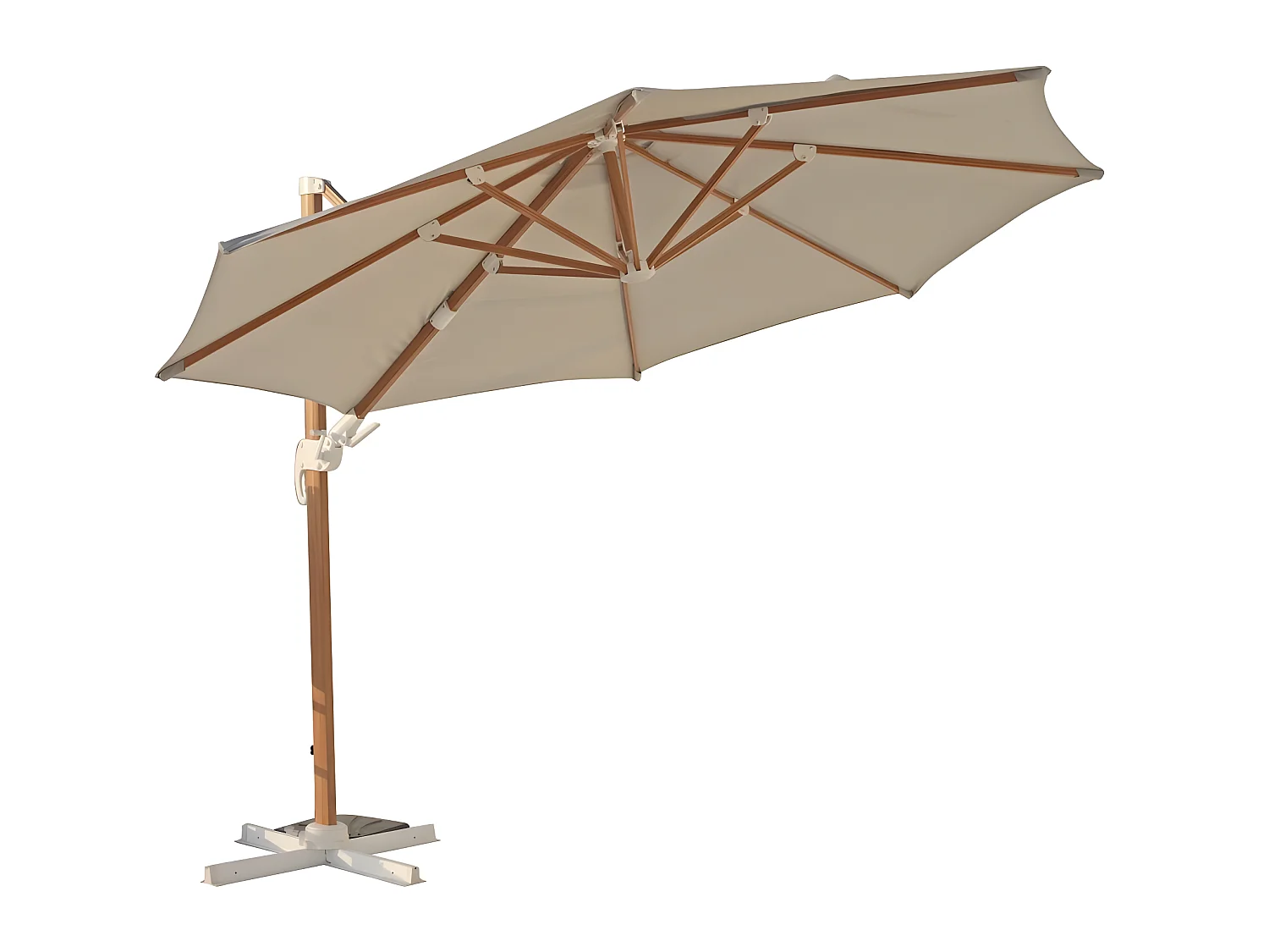 Estosa - Parasol de jardin en aluminium effet bois Roma Wood 3,5 m