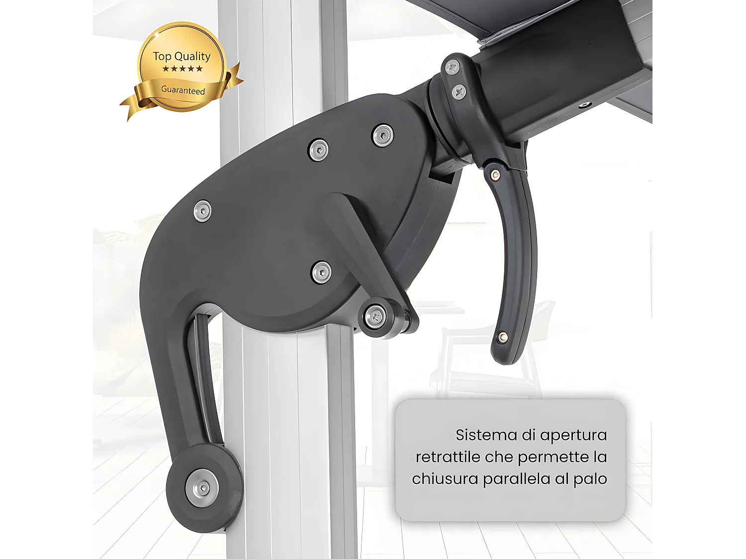 Estosa - Ombrellone da giardino 4x4 Roma con braccio laterale