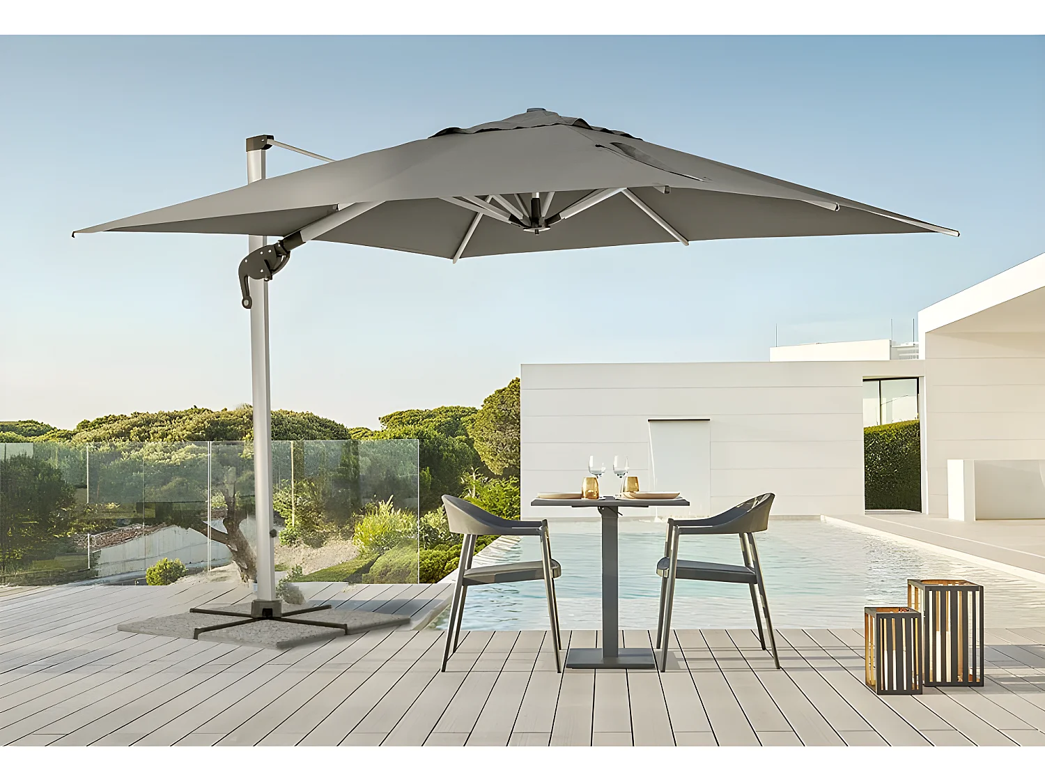 Estosa - Parasol de jardin Rome 4x4 avec bras latéral