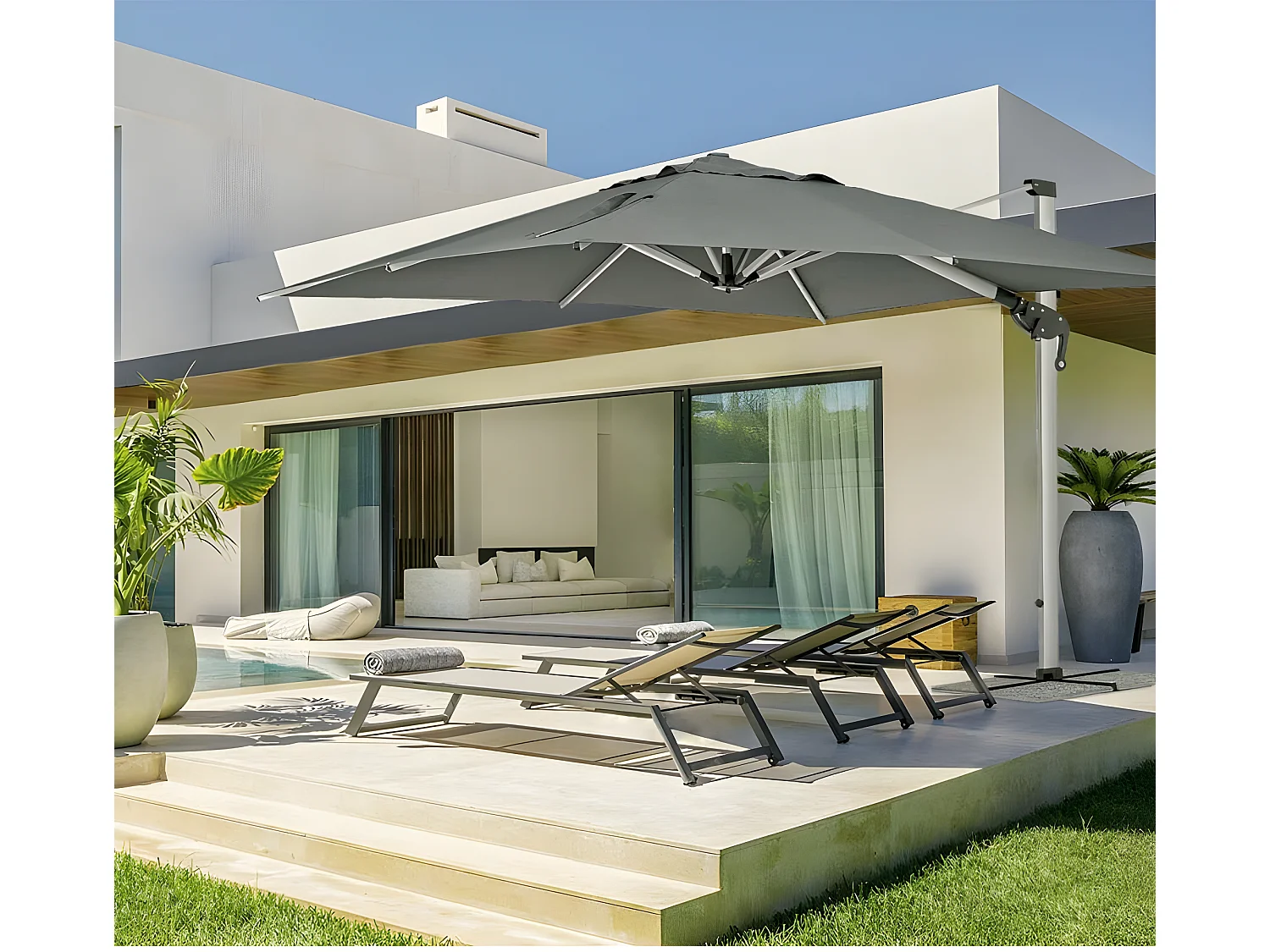 Estosa - Parasol de jardin Rome 4x4 avec bras latéral