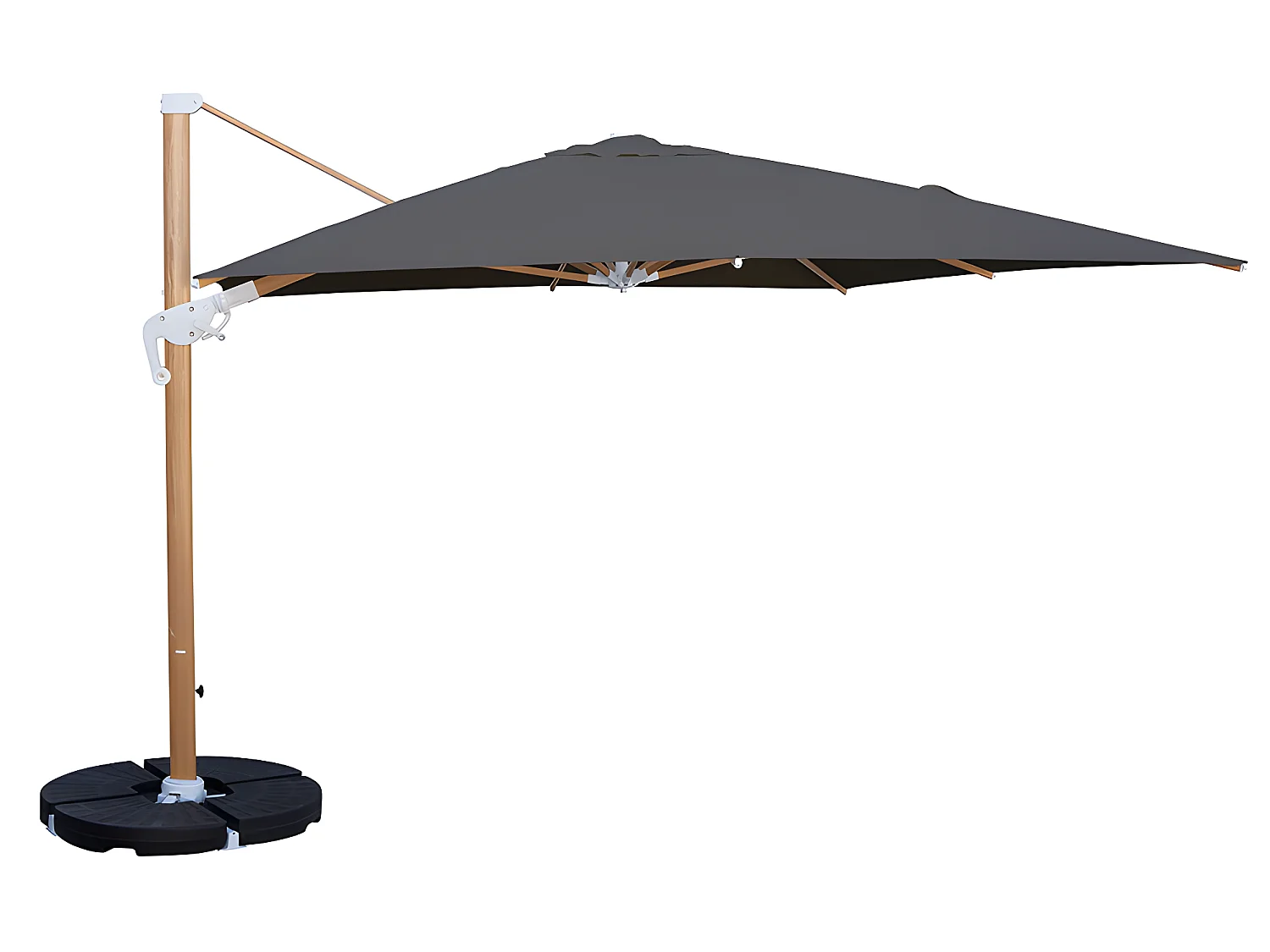 Estosa - Ombrellone da terrazza 4x4 braccio laterale Roma Wood nero