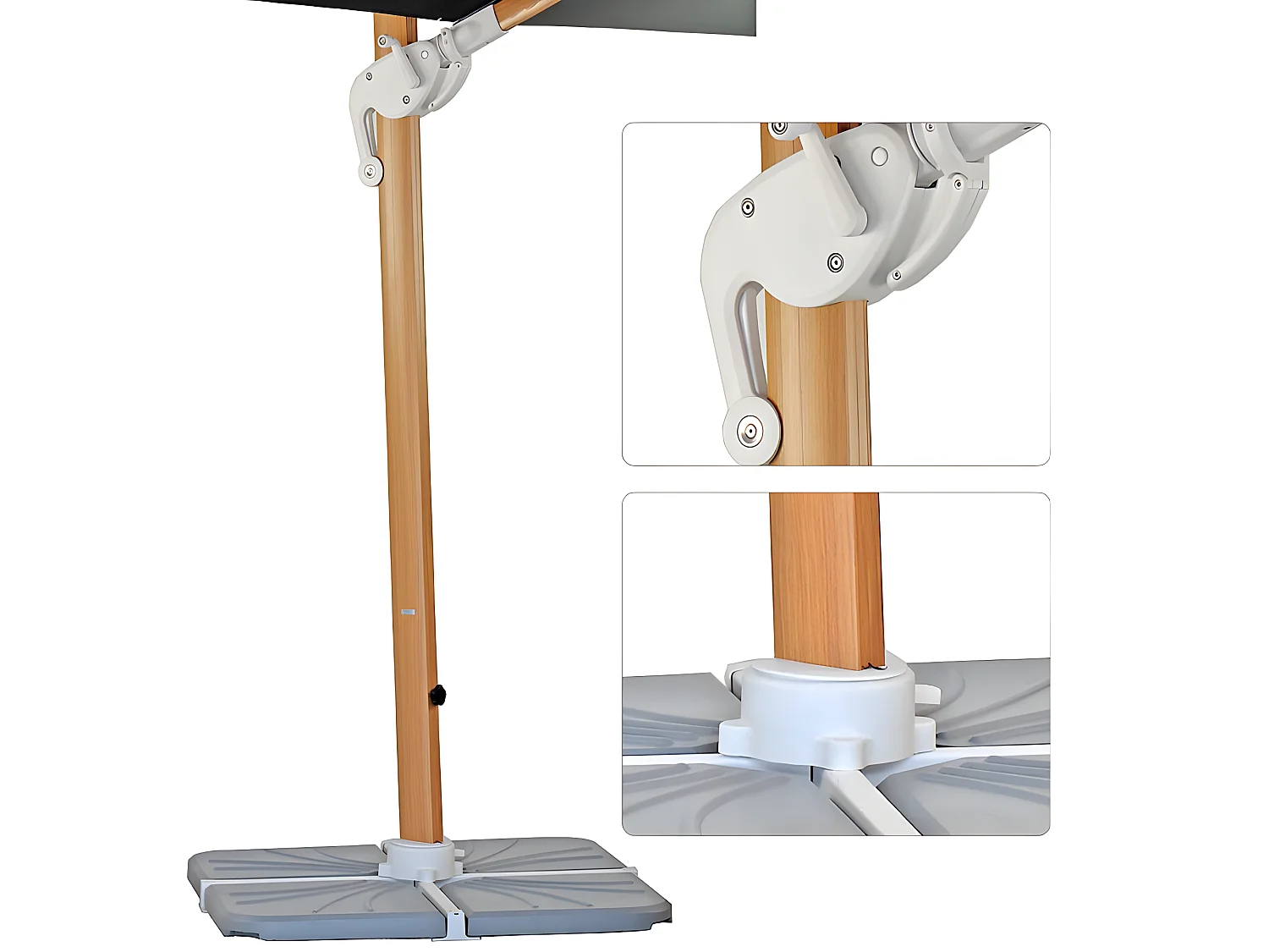 Estosa - Ombrellone da terrazza 4x4 braccio laterale Roma Wood nero