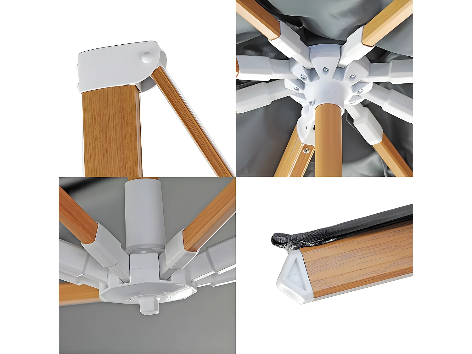 Estosa - Ombrellone da terrazza 4x4 braccio laterale Roma Wood nero