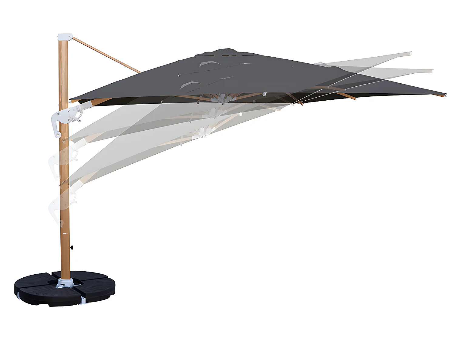 Estosa - Ombrellone da terrazza 4x4 braccio laterale Roma Wood nero