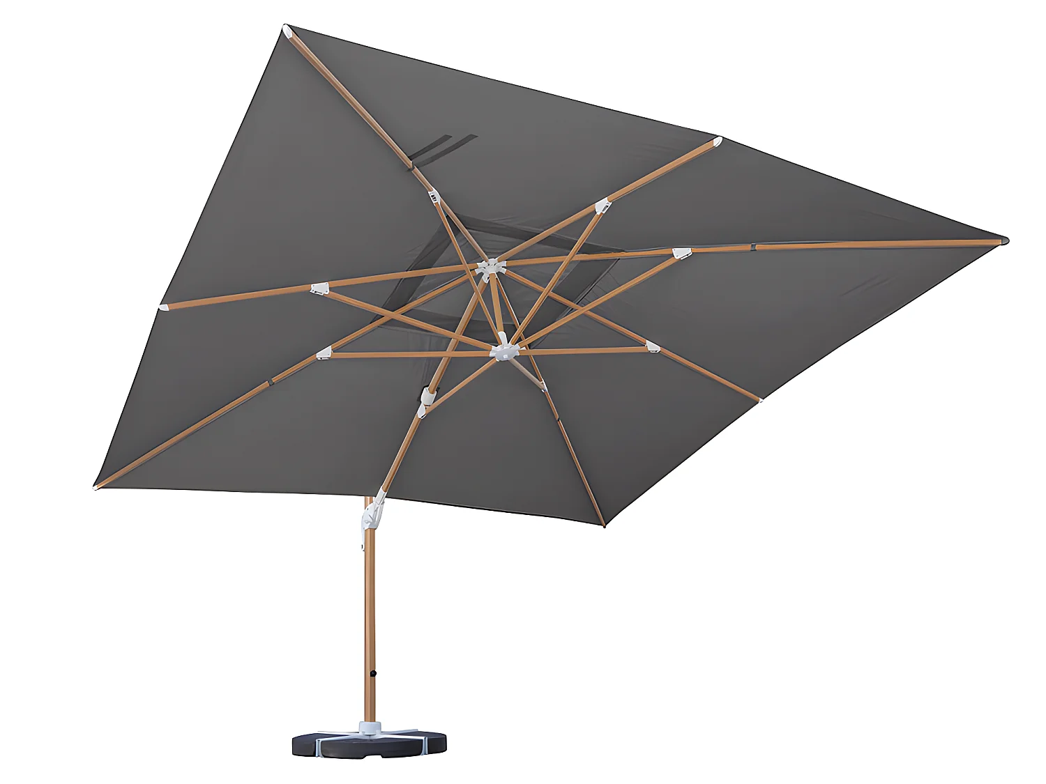 Estosa - Parasol de terrasse 4x4 à bras latéral Roma Wood, noir