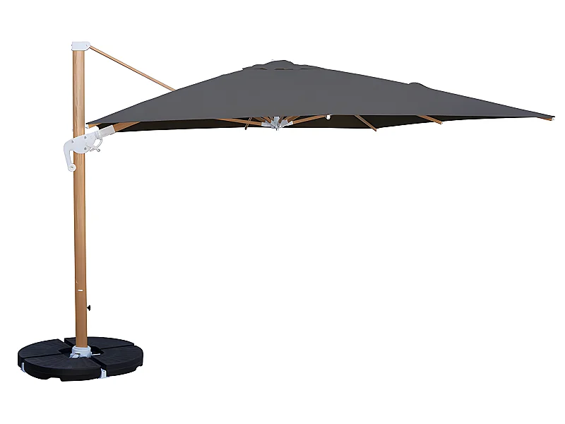 Estosa - Ombrellone da terrazza 4x4 braccio laterale Roma Wood nero