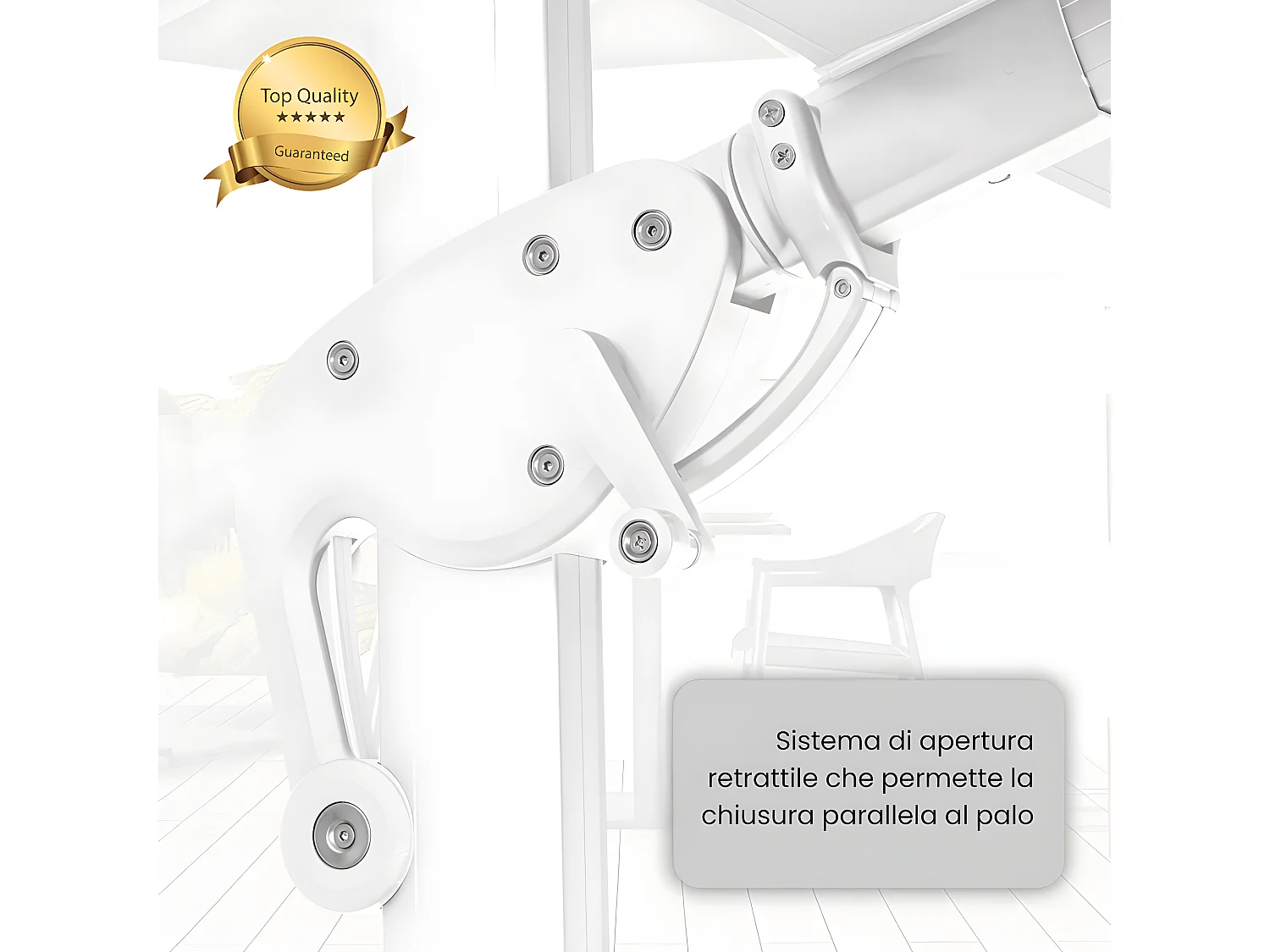 Estosa - Ombrellone da giardino 3x4 braccio laterale bianco Roma