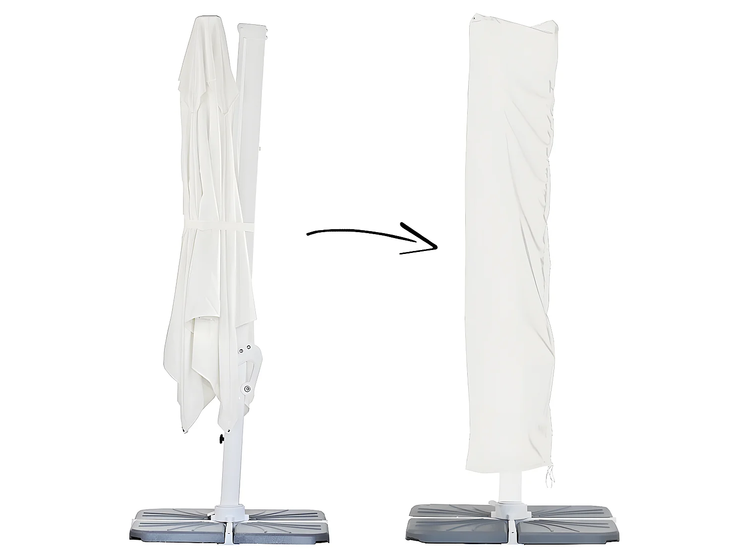 Estosa - Ombrellone da giardino 3x4 braccio laterale bianco Roma