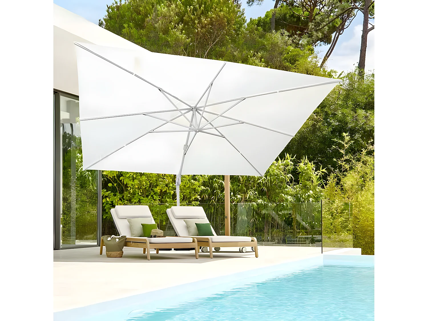 Estosa - Ombrellone da giardino 3x4 braccio laterale bianco Roma