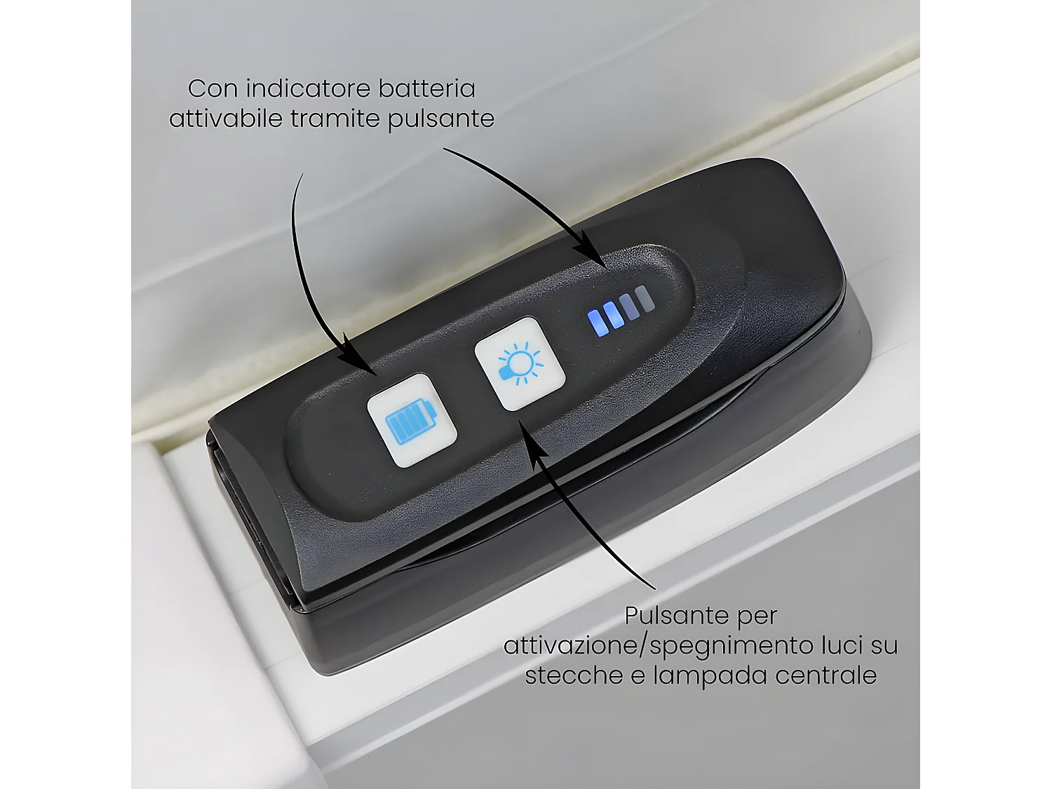 Estosa - Ombrellone da esterno Led 3x3 braccio laterale Roma Light bianco