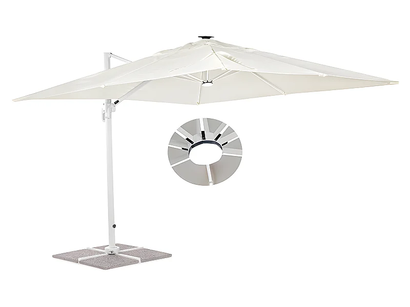 Estosa - Ombrellone da esterno Led 3x3 braccio laterale Roma Light bianco