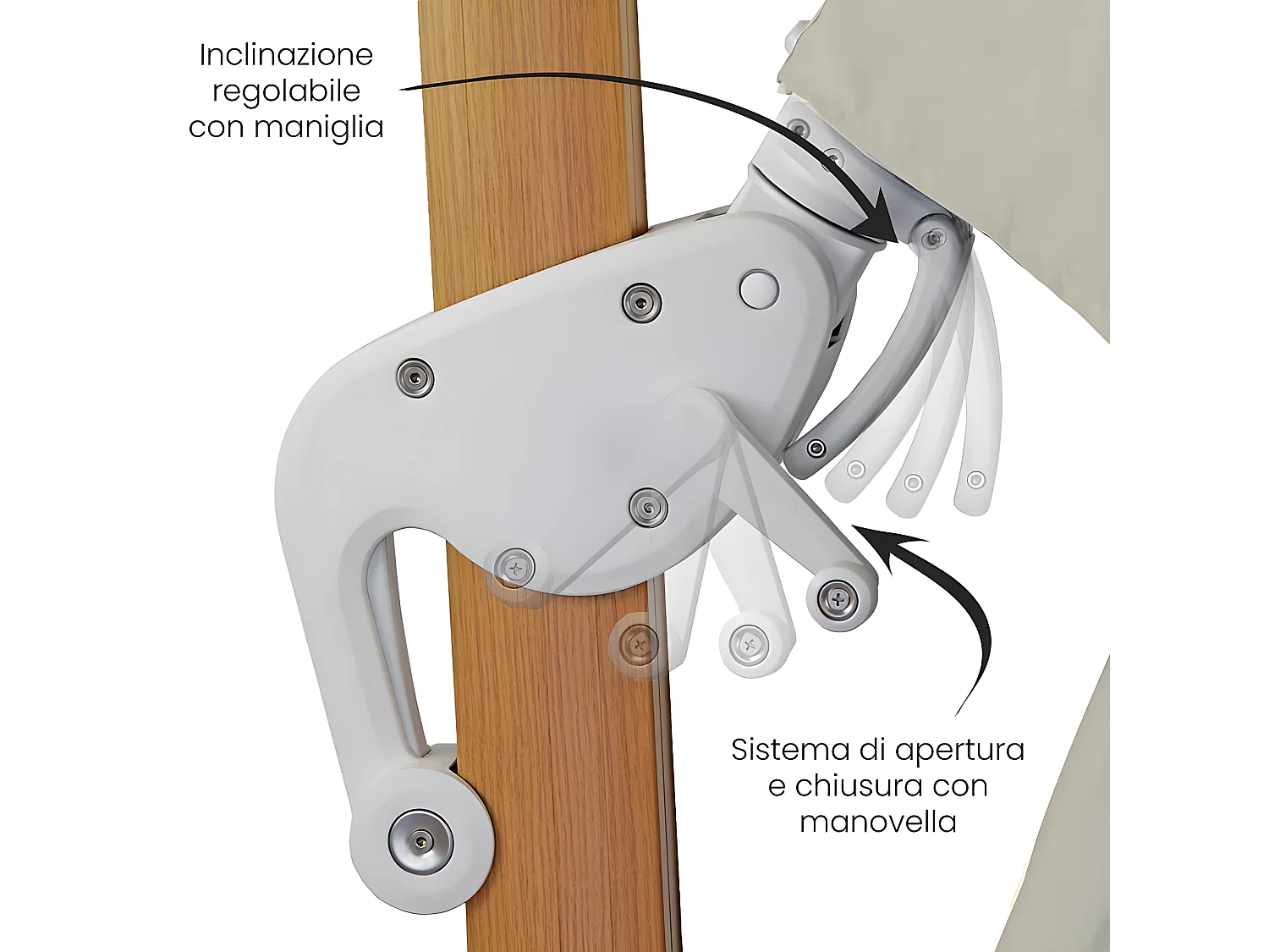 Estosa - Ombrellone giardino 3x4 con braccio laterale Roma Wood beige