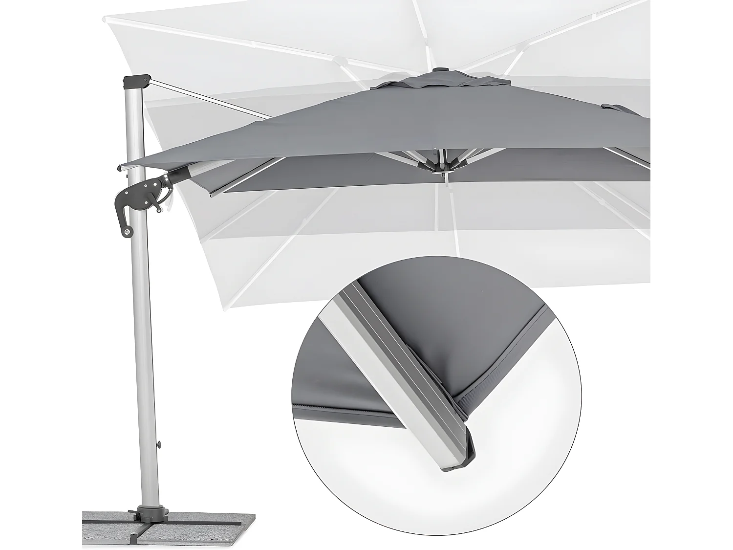 Estosa - Parasol d'extérieur Rome 3x4 avec bras latéral