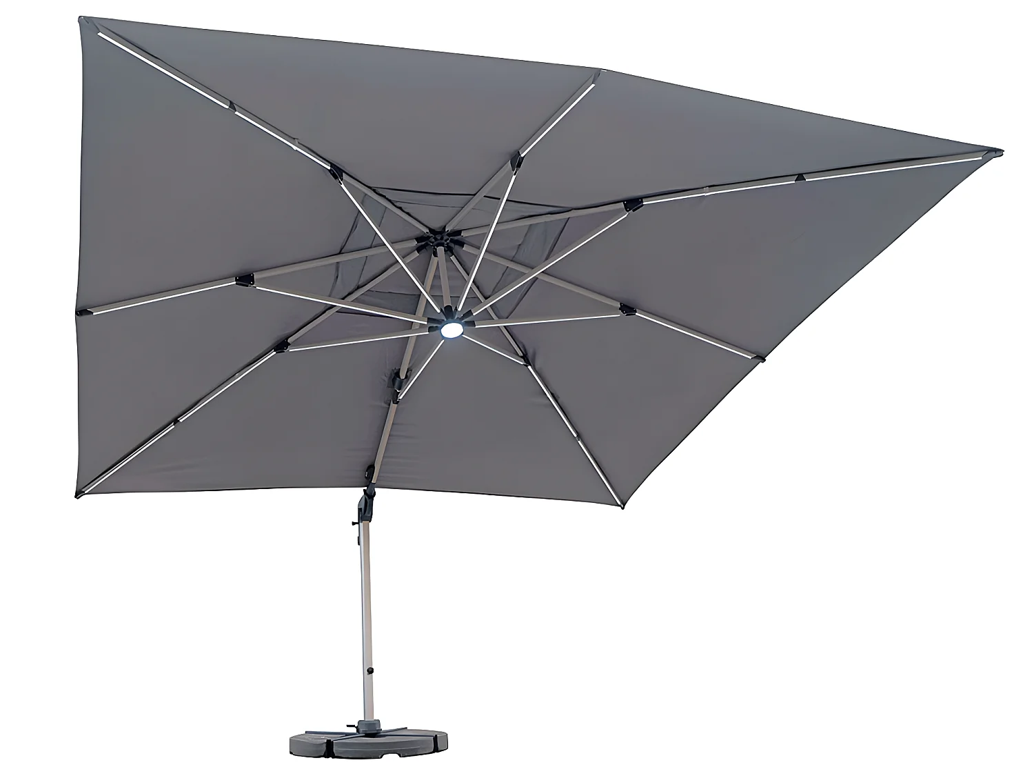 Estosa - Ombrellone da giardino Led 3x3 con braccio laterale Roma Light grigio