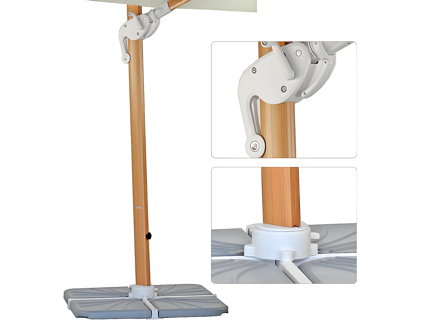 Estosa - Ombrellone da giardino 4x4 braccio laterale Roma Wood beige