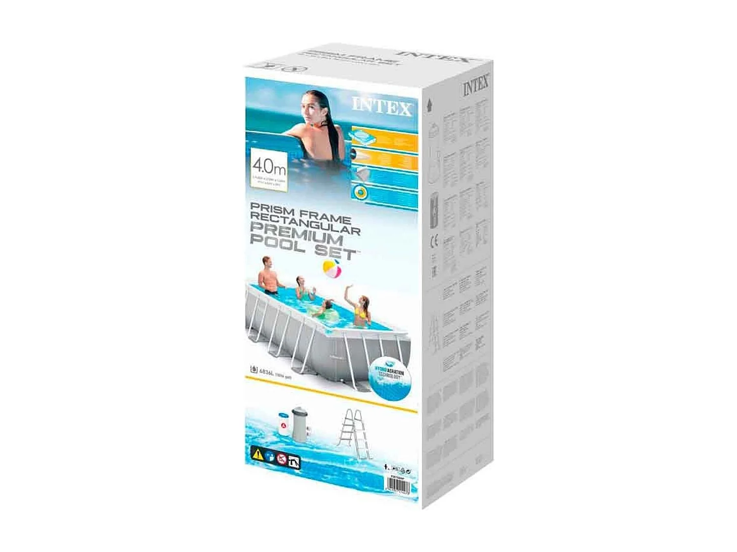 Rechteckiges Schwimmbecken 400x200x100 cm über dem Boden mit Pumpe und Leiter