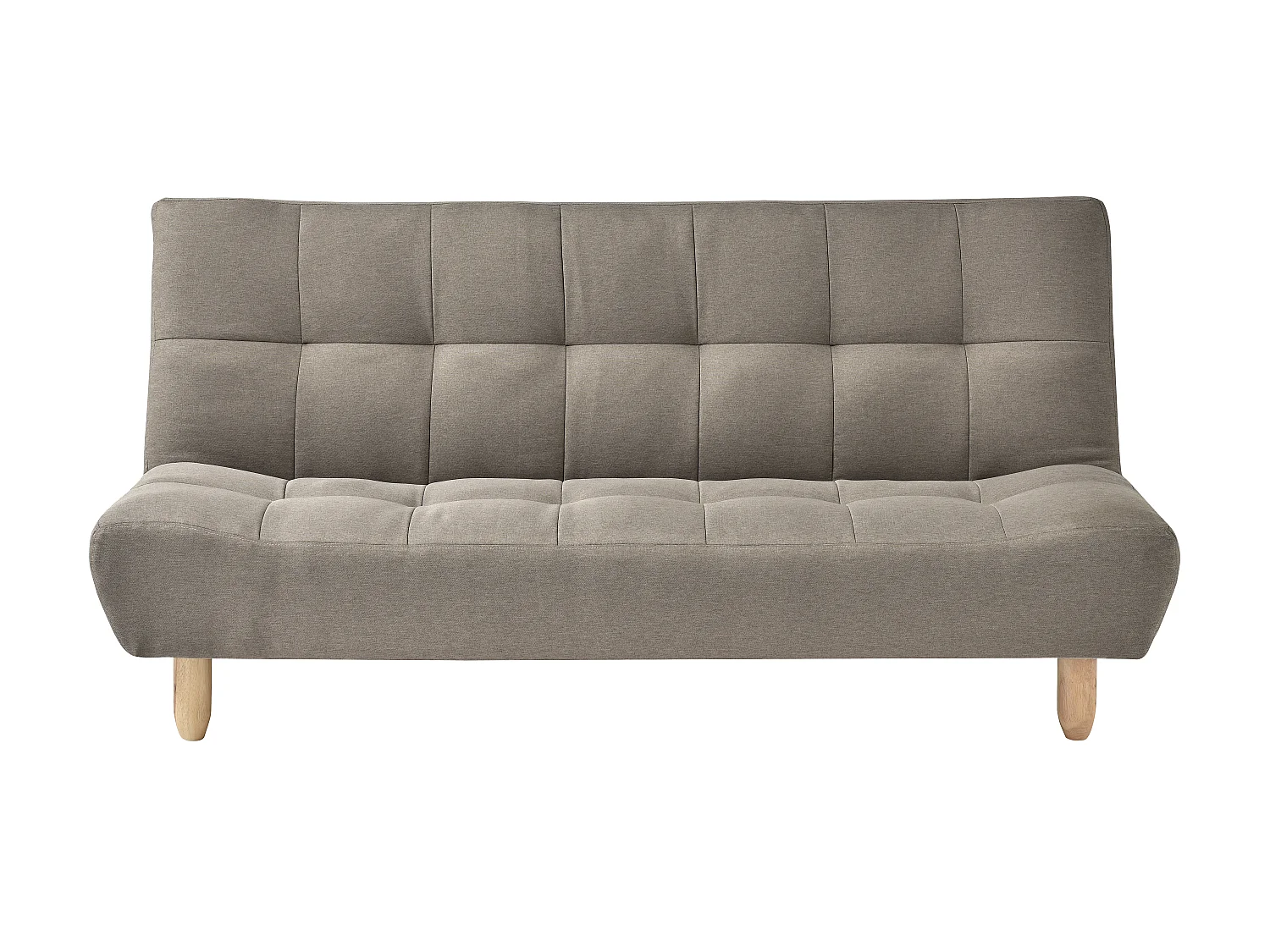 Driezitsslaapbank van taupegrijze stof ESTEBAN