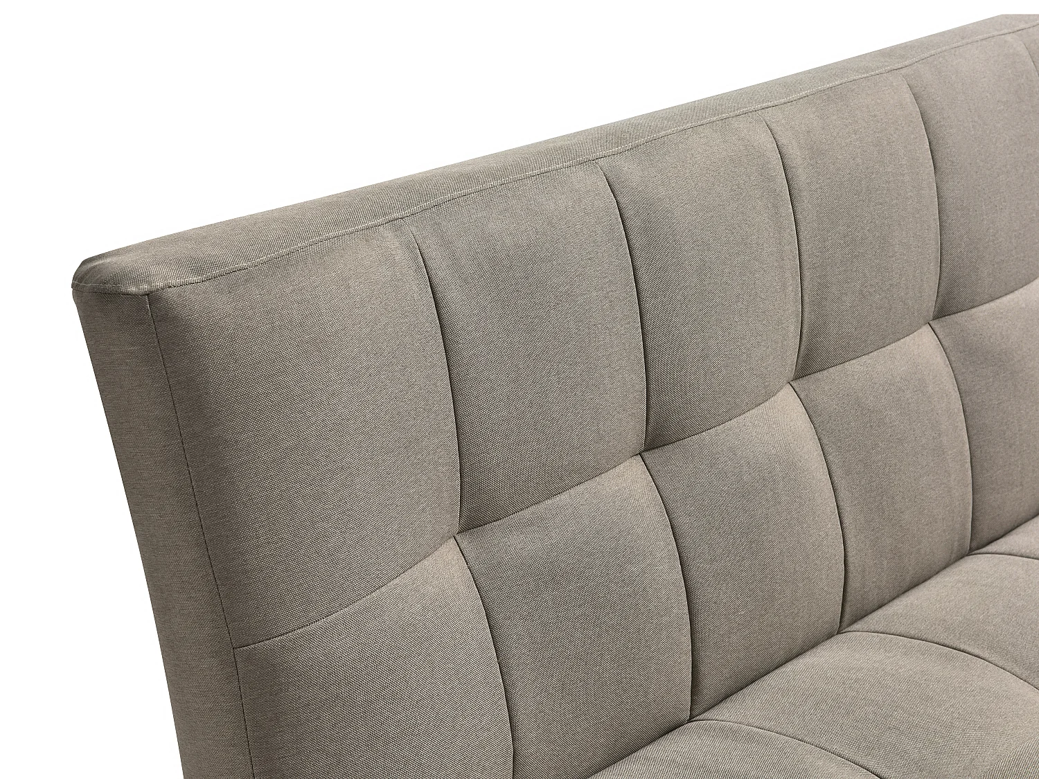 Driezitsslaapbank van taupegrijze stof ESTEBAN