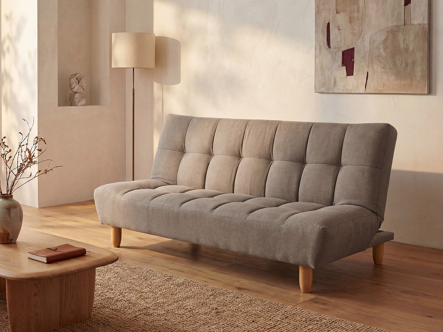Schlafsofa Klappsofa 3-Sitzer - Stoff - Taupe - ESTEBAN günstig online kaufen